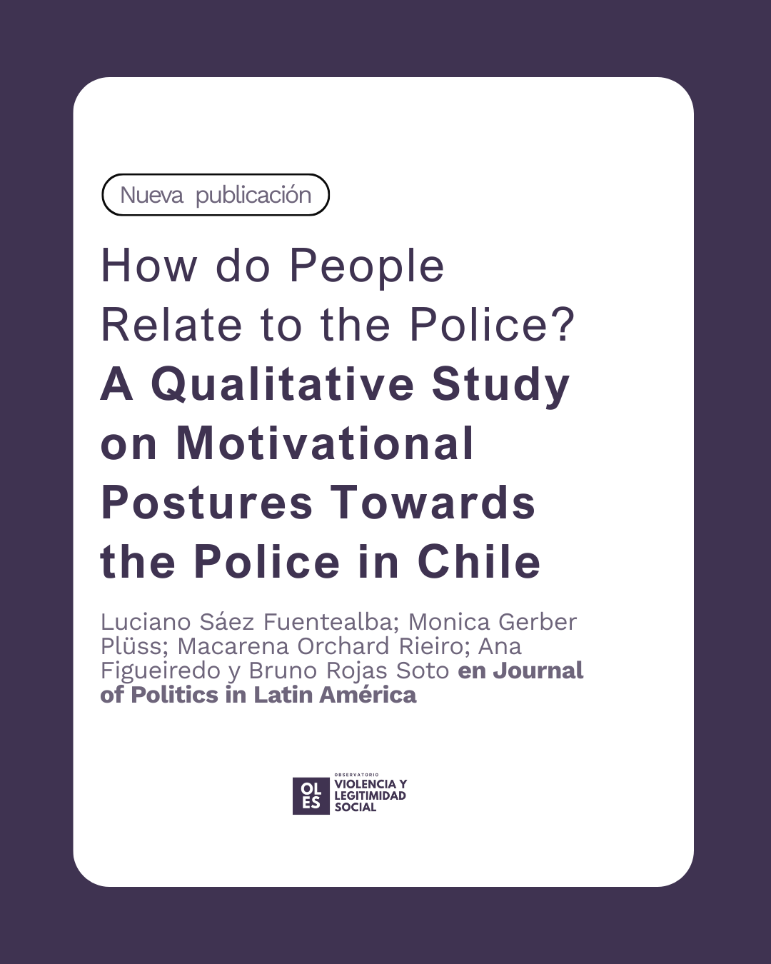 Nuevas publicación académica en OLES