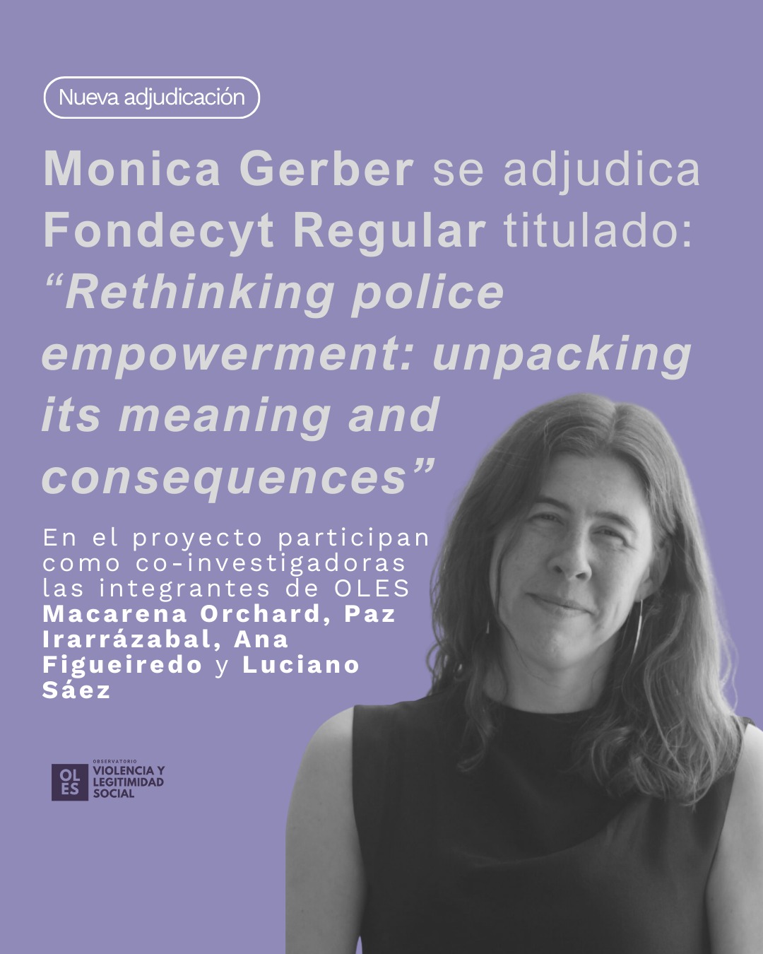 Directora Monica Gerber se adjudica Fondecyt Regular